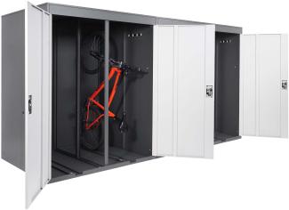 4er-Fahrradgarage HWC-H66, Fahrradbox Gerätehaus Fahrradunterstand, erweiterbar abschließbar Metall ~ anthrazit-hellgrau