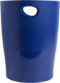 Exacompta 45303D ECOBIN Papierkorb BeeBlue aus Recycling-Kunststoff 15 Liter mit Griffen. Eleganter und robuster Papierkorb und Mülleimer im modernen Design Marineblau Blauer Engel