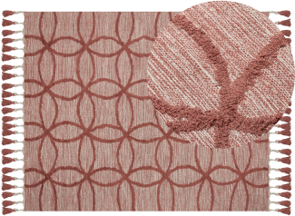 Teppich Baumwolle rot 160 x 230 cm geometrisches Muster Kurzflor KIRSEHIR