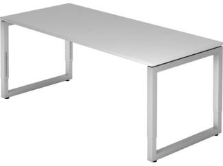 Schreibtisch RS19 O-Fuß eckig 180x80cm Grau Gestellfarbe: Silber