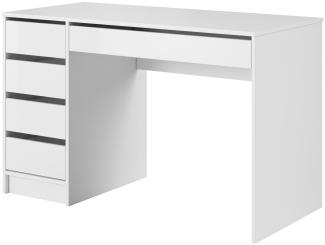 Domando Schreibtisch Licata Modern für Büro Breite 120cm, beidseitig montierbar in Weiß Matt