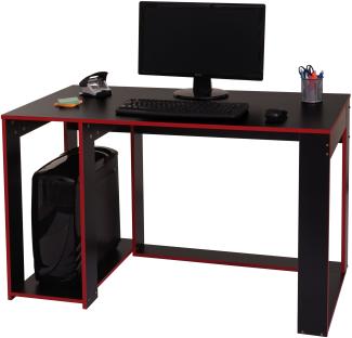 Schreibtisch HWC-J26, Computertisch Bürotisch, 120x60x76cm ~ schwarz-rot