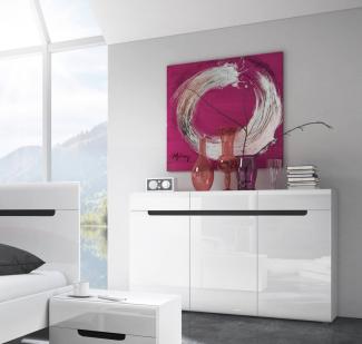 Kommode "Hektor" Sideboard 137cm weiß Front MDF Hochglanz