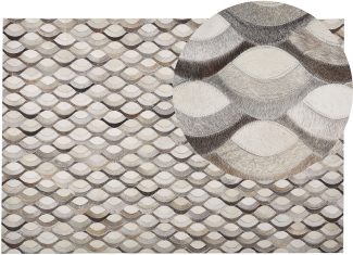 Teppich Kuhfell braun / beige 140 x 200 cm Patchwork Kurzflor KIRCA