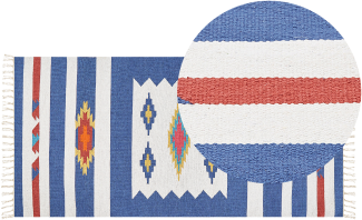 Kelim Teppich Baumwolle mehrfarbig 80 x 150 cm geometrisches Muster Kurzflor VARSER