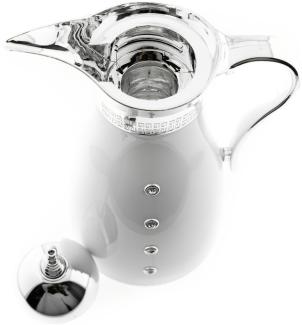 Thermokanne 1L Isolierkanne Teekanne Thermosflasche Kaffeekanne Weiß/Silber