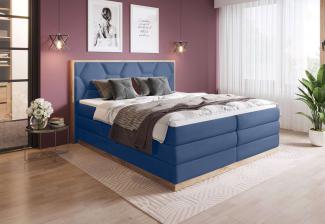 99rooms Galizia Boxspringbett Velours KRONOS Blau 200x200 cm Bonell-Federung Taschen-Federung