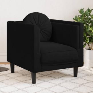 Sessel mit Kissen Schwarz Samt (Farbe: Schwarz)
