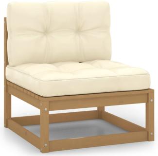 vidaXL Garten-Mittelsofa mit Creme Kissen Massivholz Kiefer