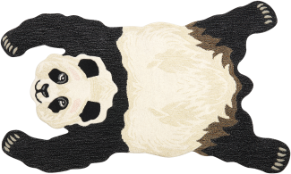 Kinderteppich Wolle schwarz weiß 100 x 160 cm Pandamotiv JINGKING