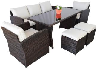 Luxus Premium Garten Polyrattan Lounge SET Möbel braun Essgruppe Sitzgruppe
