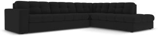 Micadoni 5-Sitzer Ecke rechts Sofa Justin | Bezug Black | Beinfarbe Black Plastic