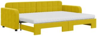 Tagesbett Ausziehbar mit Matratzen Gelb 80x200 cm Samt