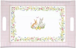 Happy Easter Tablett rechteckig 47x31cm mit Griffen Ostern bunt Kunststoff