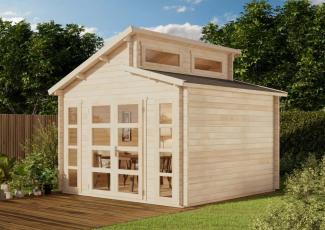 Alpholz Doppel-Pultdach Gartenhaus Modell Vinea-40 Gartenhaus aus Holz Holzhaus mit 40 mm Wandstärke Blockbohlenhaus mit Montagematerial