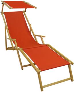 Holz-Liegestuhl Strandliege mit viel Zubehör nach Wahl, Stofffarbe terracotta V-10-309N