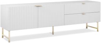 Homestyle4u Lowboard mit Schubladen, Holz weiß / gold, 179 x 60,5 x 39 cm