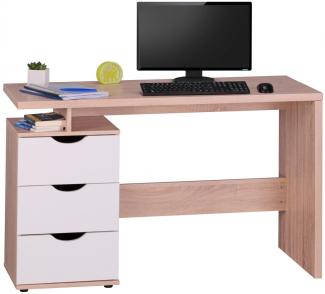 Schreibtisch Computertisch -TOMI -Bürotisch mit Schublade Sonoma/Weiß