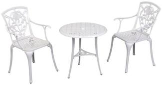 Inko Bistro-Set Rose Alu-Guss Tisch Ø 66 cm Stühle mit Armlehnen 2 Farben zur Wahl weiß