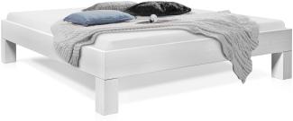 Möbel-Eins LUKY 4-Fuß-Bett ohne Kopfteil, Material Massivholz, Fichte weiß lackiert 160 x 220 cm