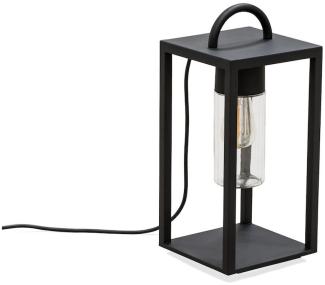 LED Bodenlaterne Schwarz aus Stahl mit Klarglas, Höhe 45,5cm