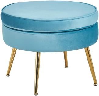 Sitzpouf rund Samt Blau Sitzhocker Hocker Fußhocker Stoffhocker