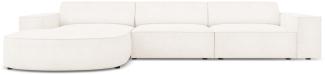 Micadoni 4-Sitzer Boucle Ecke links Sofa Jodie | Bezug Beige | Beinfarbe Black Plastic