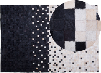 Teppich Leder schwarz-beige 140 x 200 cm Patchwork ERFELEK