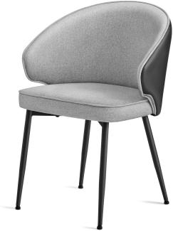 VASAGLE 1 Set Küchenstuhl Polsterstuhl Wohnzimmerstuhl Sessel mit Rückenlehne, Metallbeine,Loungesessel hellgrau CDL100G01