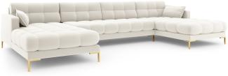 Micadoni 6-Sitzer Panorama Sofa Mamaia | Bezug Light Beige | Beinfarbe Gold Metal