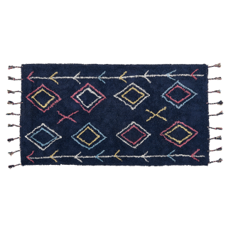 Teppich Baumwolle schwarz 80 x 150 cm geometrisches Muster CORUM