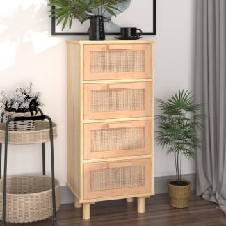 vidaXL Sideboard Braun 40x30x90 cm Massivholz Kiefer und Natur-Rattan