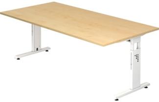 Schreibtisch OS2E C-Fuß 200x100cm Ahorn Gestellfarbe: Weiß