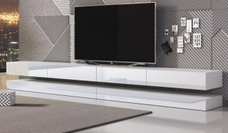 'Bird' TV-Lowboard mit Beleuchtung, Hochglanz, weiß, 280 x 45 x 34 cm
