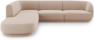 Micadoni 6-Sitzer Samtstoff Ecke links Sofa Miley | Bezug Cappuccino | Beinfarbe Black Plastic
