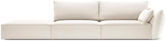 Micadoni 4-Sitzer Links Samtstoff Sofa Kaelle | Bezug Light Beige | Beinfarbe Black Plastic