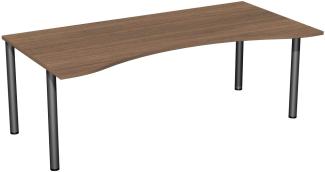 Schreibtisch '4 Fuß Flex', feste Höhe 200x100cm, Nussbaum / Anthrazit