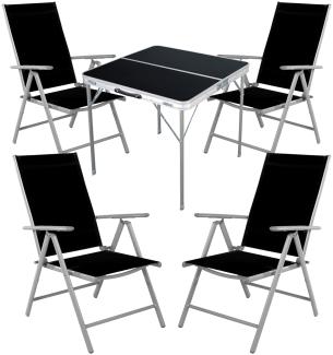 5-teiliges Campingmöbel Set Aluminium Textilen schwarz