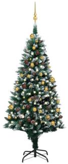 vidaXL Künstlicher Weihnachtsbaum mit LEDs Kugeln & Zapfen 180 cm, Mit Beleuchtung [3077531]