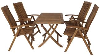 Klappgarnitur Sitzgruppe Gartengarnitur Tisch Stuhl 5-teilig Akazie geölt