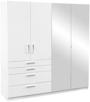 Kleiderschrank Cemiir Lux 200 (Farbe: Weiß / Weiß + Spiegel)