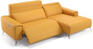 Sofanella Ecksofa BELLA Sofalandschaft Funktionscouch Ledercouch in Gelb S: 209 Breite x 100 Tiefe