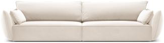 Micadoni 4-Sitzer Sofa Kaelle | Bezug Light Beige | Beinfarbe Black Plastic