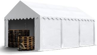Stabiles Lagerzelt 4x6 m Unterstand mit Bodenrahmen und Dachverstärkung PVC Plane 800 N weiß 100% wasserdicht Zelthalle Weidezelt