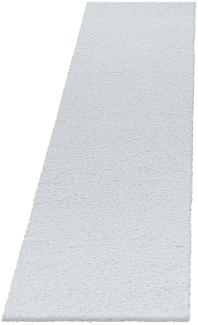 Hochflor Teppich Sima Läufer - 80x250 cm - Weiß