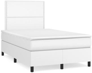 Boxspringbett mit Matratze Weiß 120x190 cm Kunstleder (Farbe: Weiß)