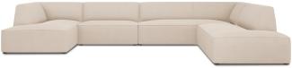 Micadoni 7-Sitzer Panorama Ecke rechts Sofa Ruby | Bezug Beige | Beinfarbe Black Plastic