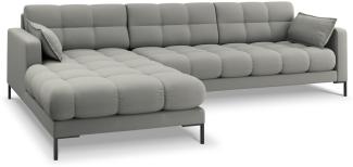 Micadoni 5-Sitzer Ecke links Sofa Mamaia | Bezug Light Grey | Beinfarbe Black Metal