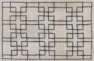 Teppich Baumwolle beige 160 x 230 cm geometrisches Muster Kurzflor TURHAL