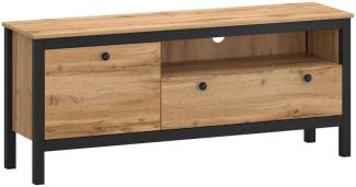 Lowboard TV-Unterschrank Palmer 143x38x60,5cm Wotan Eiche schwarz